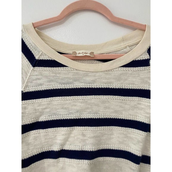 Women's Small Striped Sweater Altar'd State Navy Blue Cream Fall Oversize - Picture 2 of 6